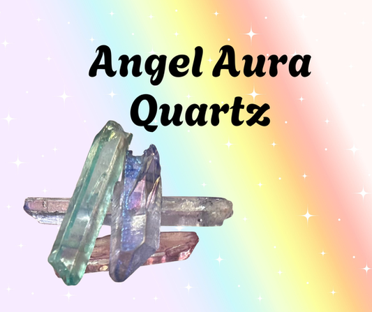 Angel Aura Quartz Shard Set — Iridescent Mini Crystals (Set of 4) perfect for charm bags, intention bowls, or gifting as tiny pockets of magic.


