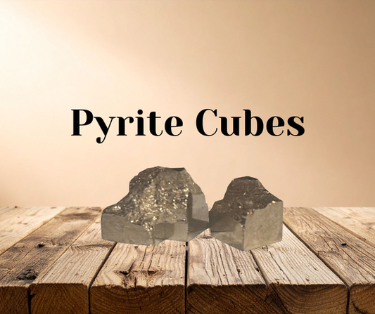 Natural Pyrite cubes with crisp geometric formation and metallic gold luster, ideal for grounding, confidence work, décor, crystal grids, or mineral collections.