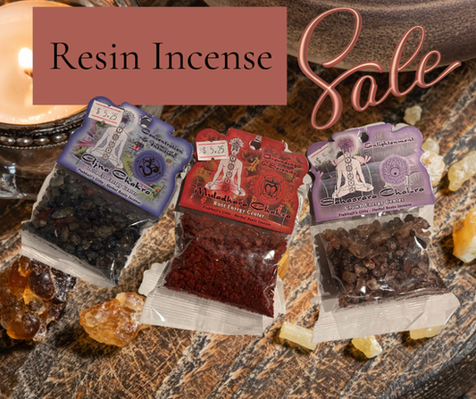 A curated selection of resin incense for charcoal burning, offering rich, traditional aromas that support cleansing, grounding, meditation, and ritual work.